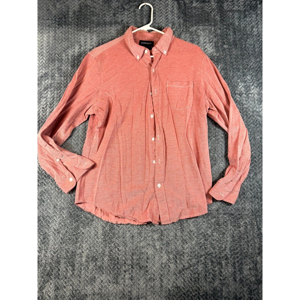Bonobos Shirt Mens Large Salmon Pink Cotton Slim Fit Everyday Wear Button Down‎